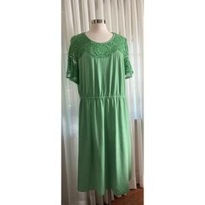 Womens Blair Knee Length Pullover Dress Short Lace Sleeves Green Size XL